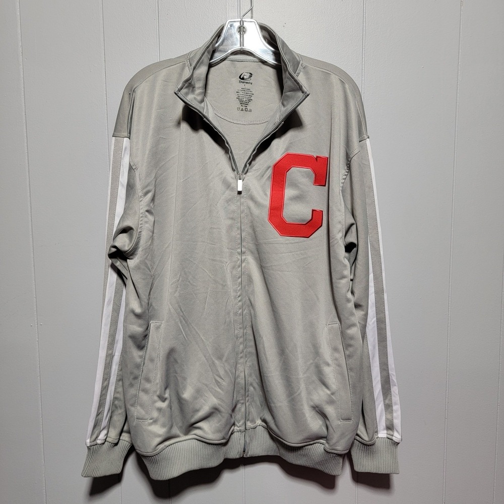 Dynasty Cleveland Guardians Track Jacket Gray Full Zip Athletic Mens Size L - Picture 1 of 7